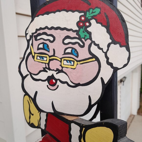 Unique Handpainted Wood Wind Spinner Santa Christmas Outdoor Decoration READ 18" - Picture 8 of 13